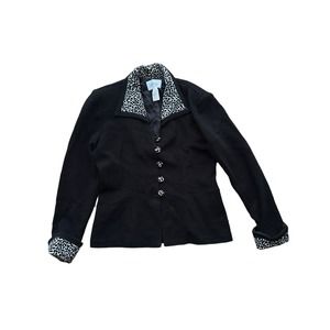 Vintage Black Cheetah Print Blazer Jacket